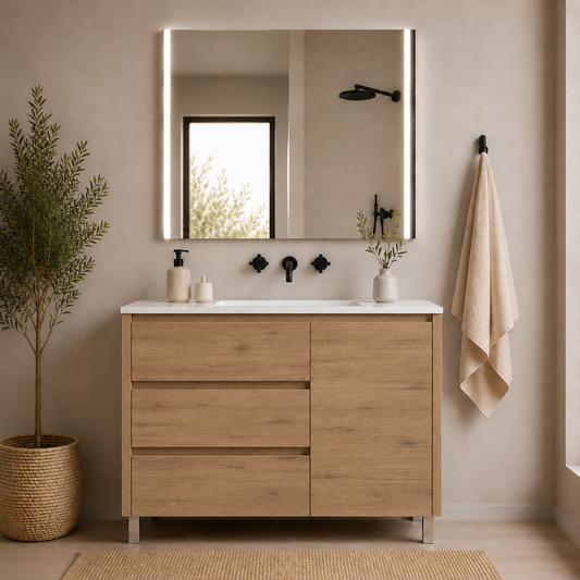 "OFFRE" Pack meuble VOLUM + Miroir Led Megan avec lavabo