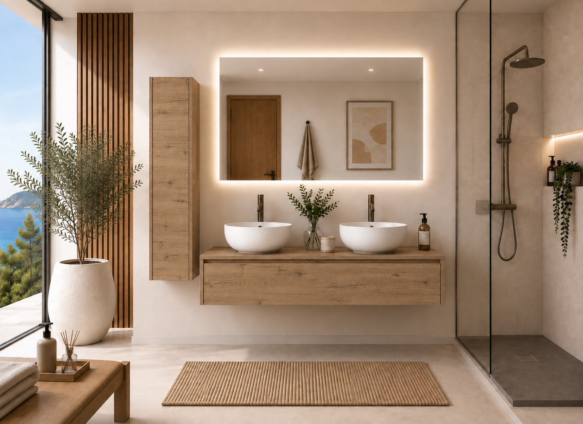 Meuble de salle de bains avec vasque à poser couleur steppa FORMENTERA