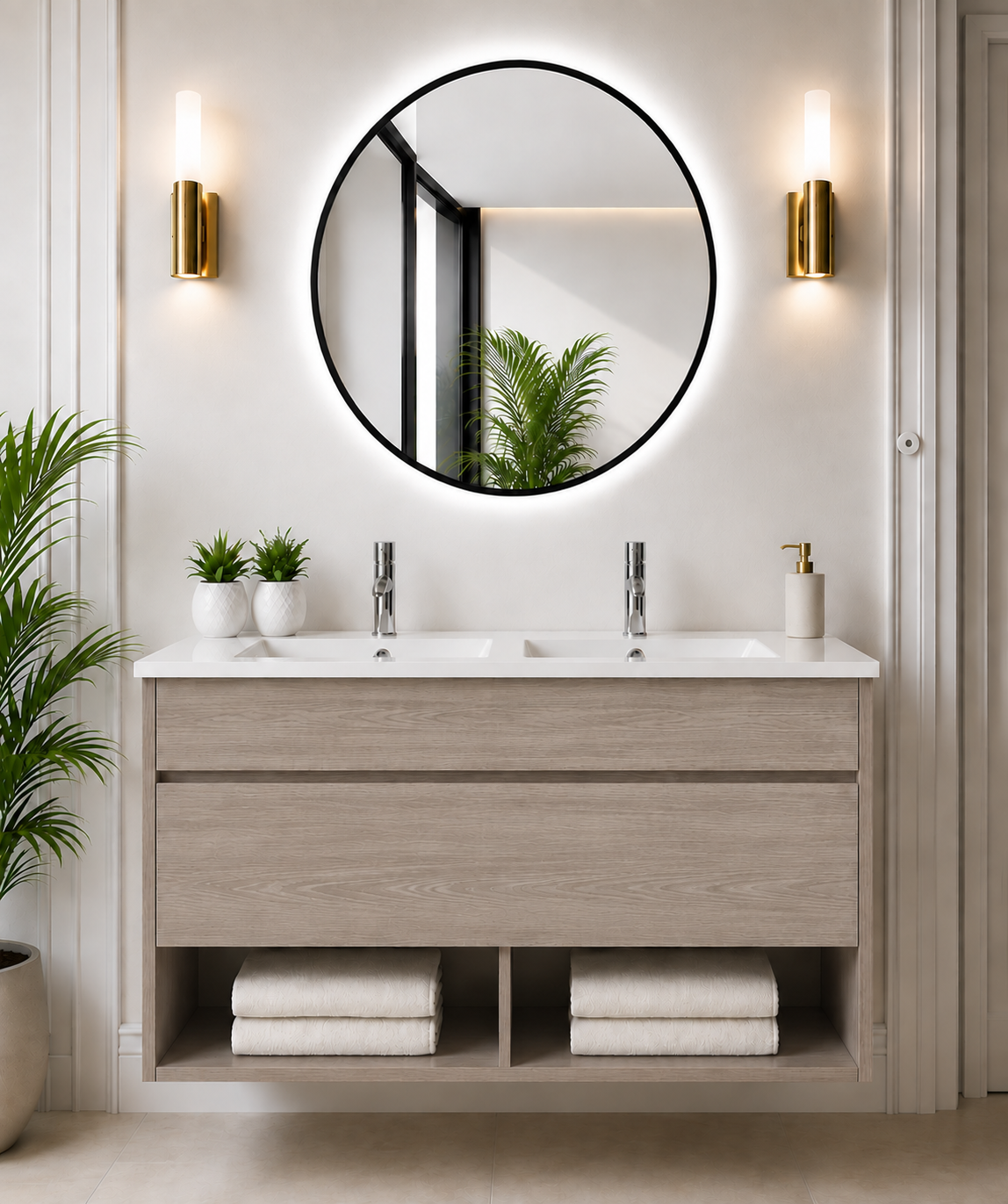 Meuble de salle de bain suspendu NEBARI avec tiroir et vasque extra-plate