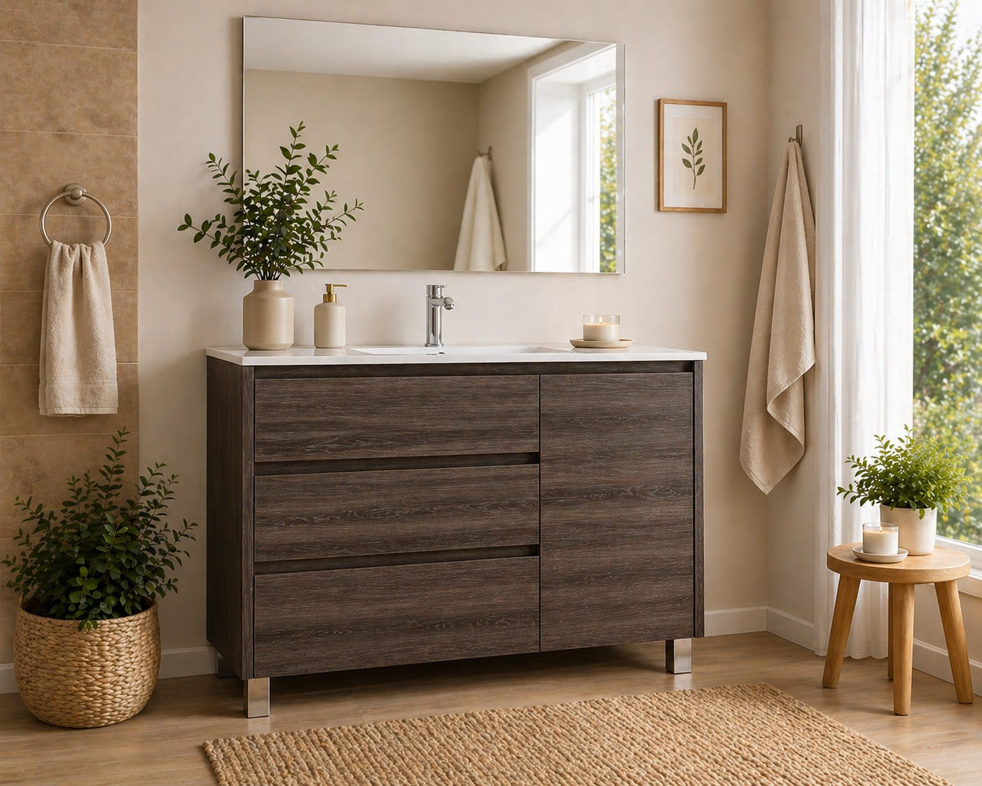 Meuble de salle de bain avec VOLUM avec 3 tiroirs et porte et lavabo