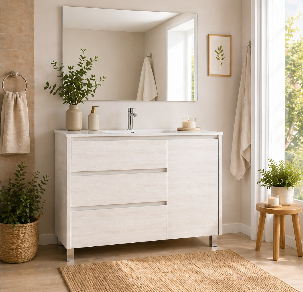 Meuble de salle de bain avec VOLUM avec 3 tiroirs et porte et lavabo